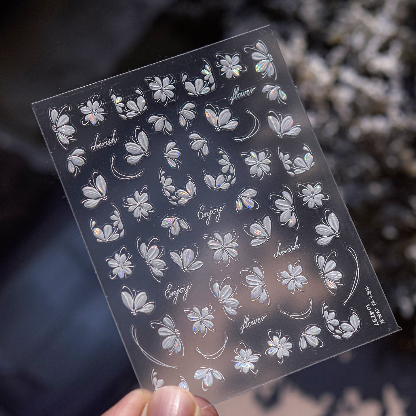 Hello Claws | White Cherry Flower Nail Deco Sticker