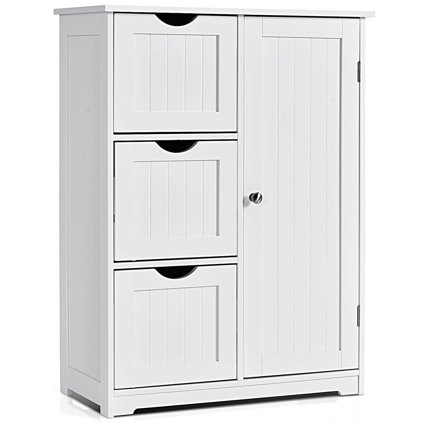 1-Door Freestanding Bathroom Cabinet with 3 Drawers-Black