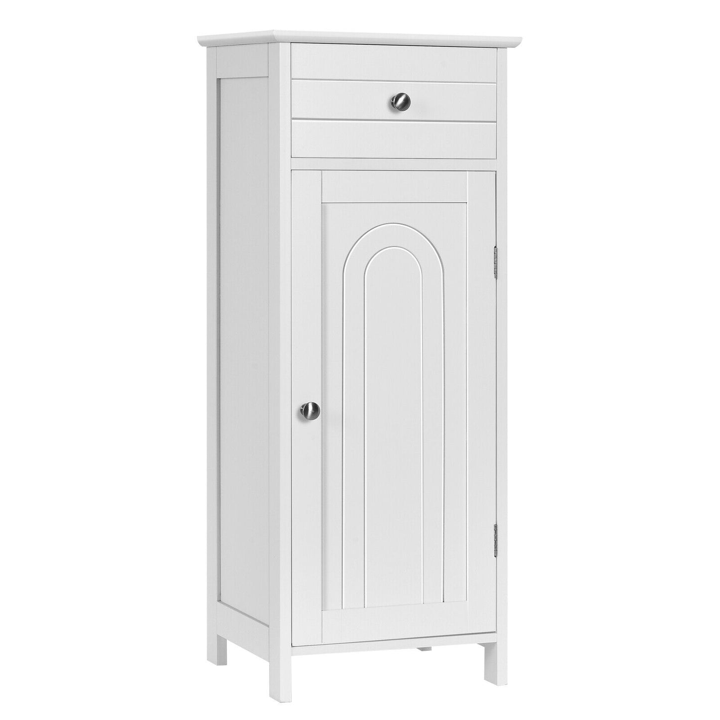 1-Door Freestanding Bathroom Storage Cabinet with Drawer and Adjustable Shelves-Black
