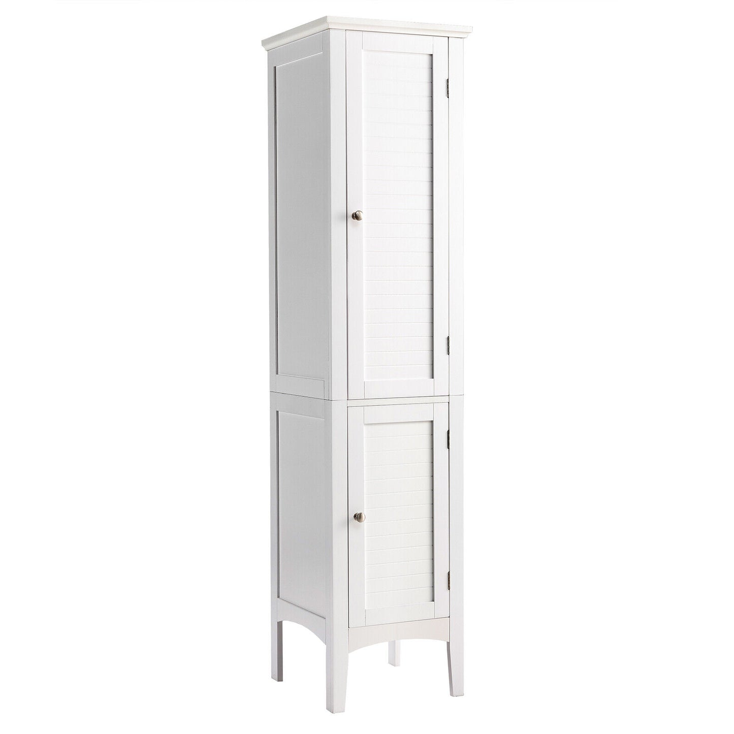 2-Door 160cm High Freestanding Bathroom Cabinet with 5-Tier Shelves-Brown