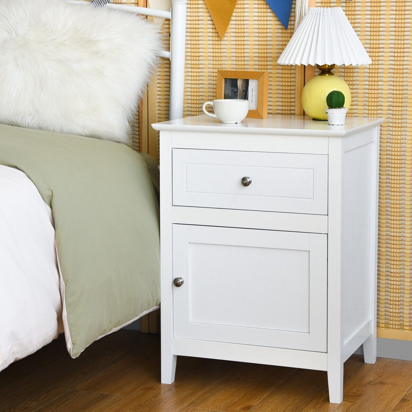2-Tier Modern Badroom Nightstand with Drawer-Espresso