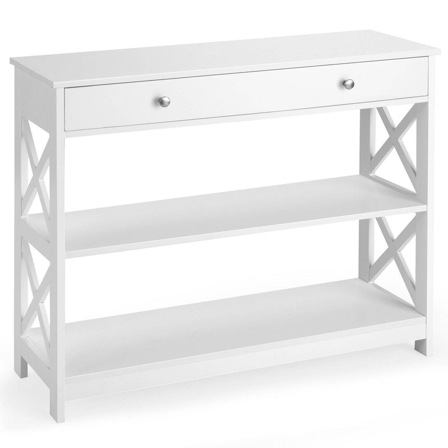 3-Tier Console Table with 1 Drawer and 2 Storage Shelves-Turquoise