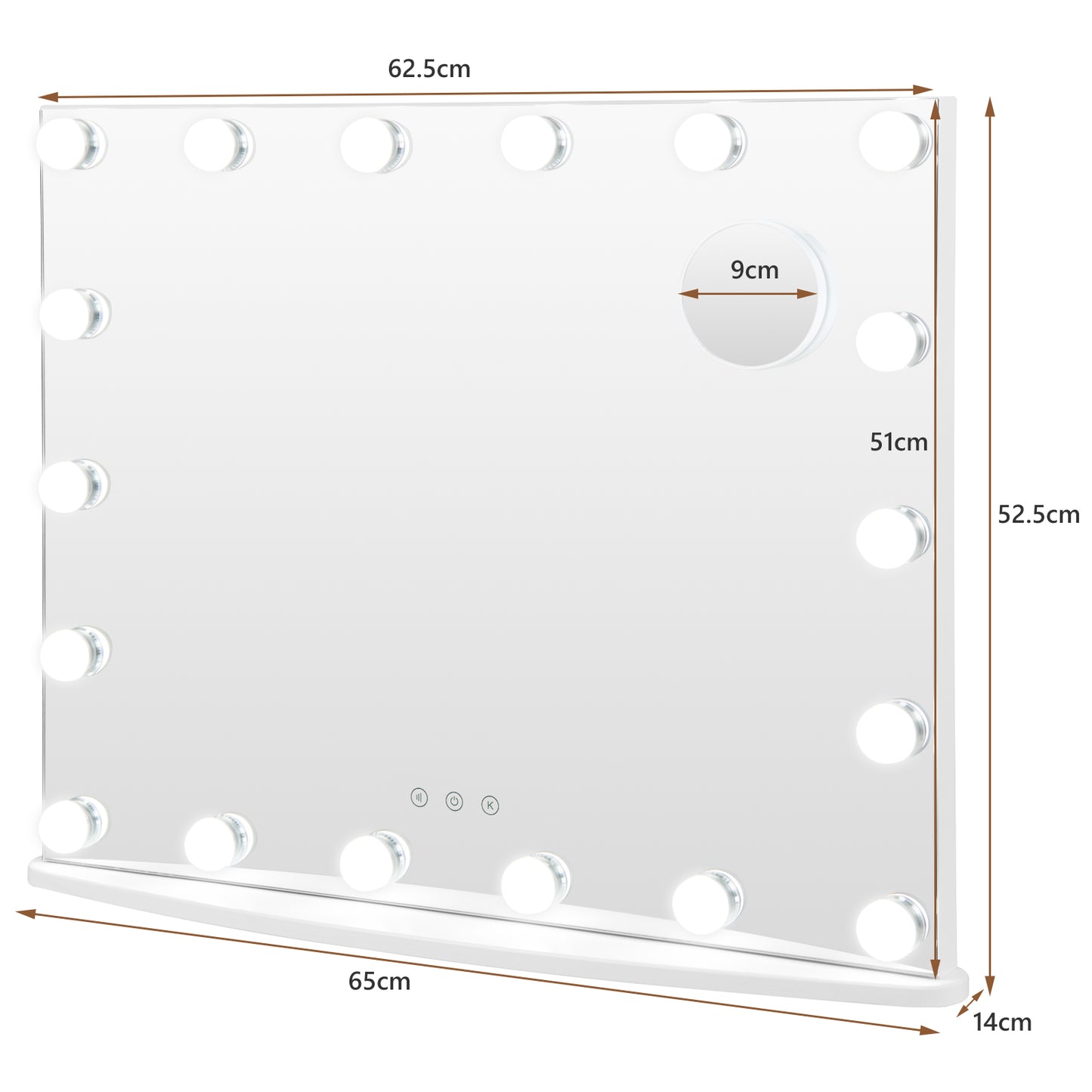 Makeup Mirror with 18 Dimmable LED Lights and Magnifying Mirror-White