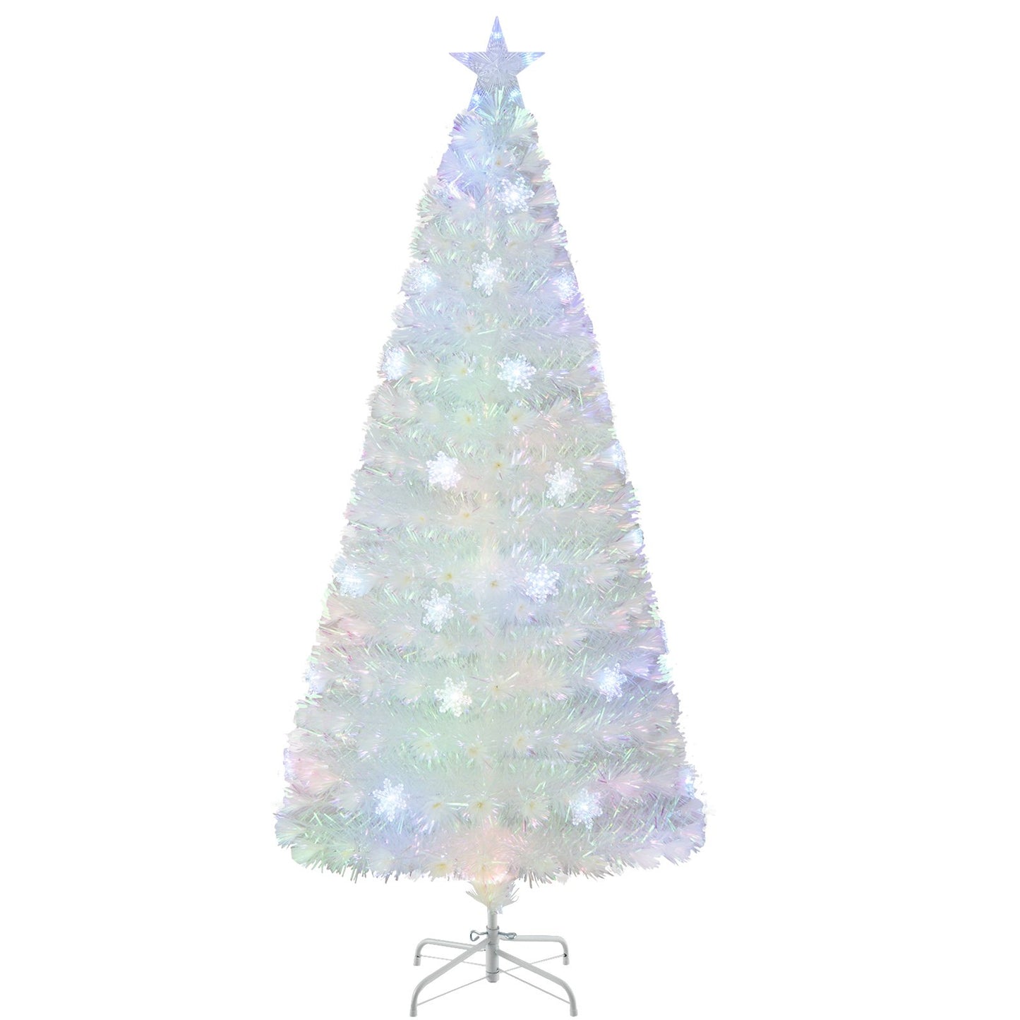 4/5/6 Feet Artificial Fiber Optic White Pre-lit Christmas Tree with Light-120 cm