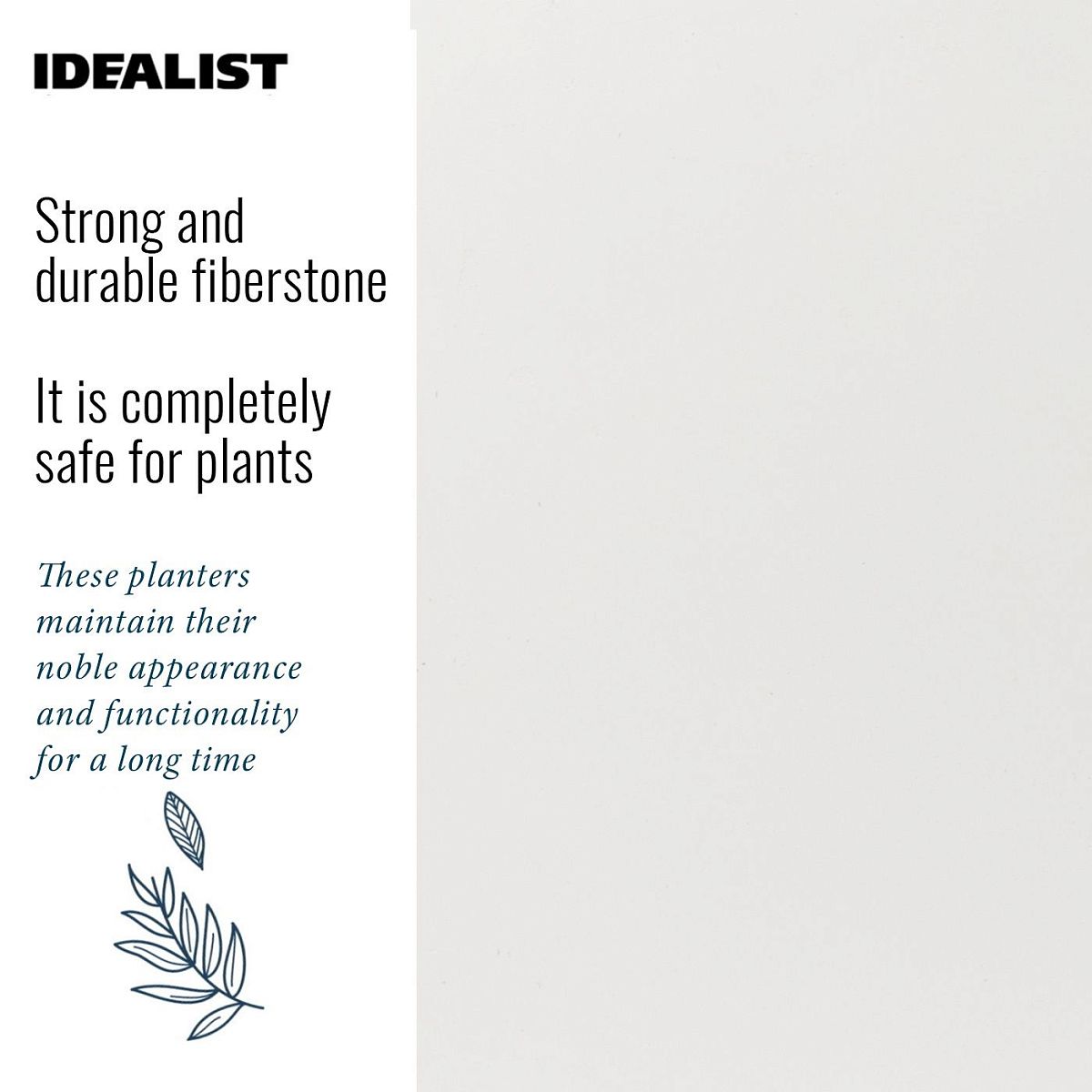 IDEALIST Lite Contemporary Trough Garden Planter, Light Concrete Outdoor Large Plant Pot H51.5 L100 W36 cm, 185L