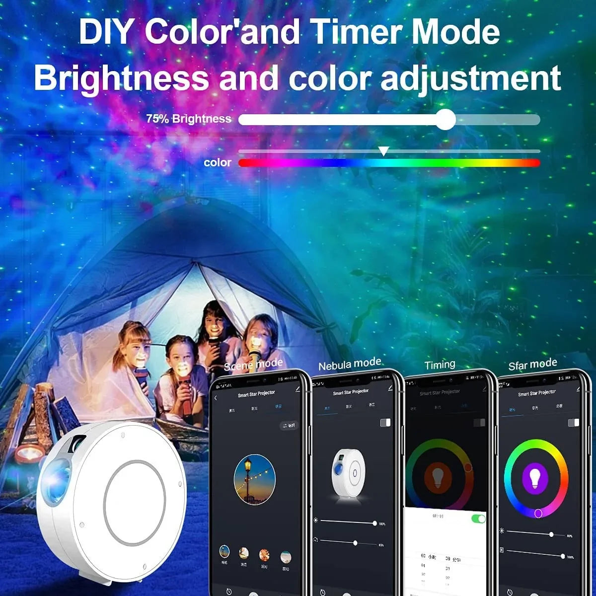 Smart WiFi Night Light Projector - Voice Control & APP Adjustable Galaxy Light
