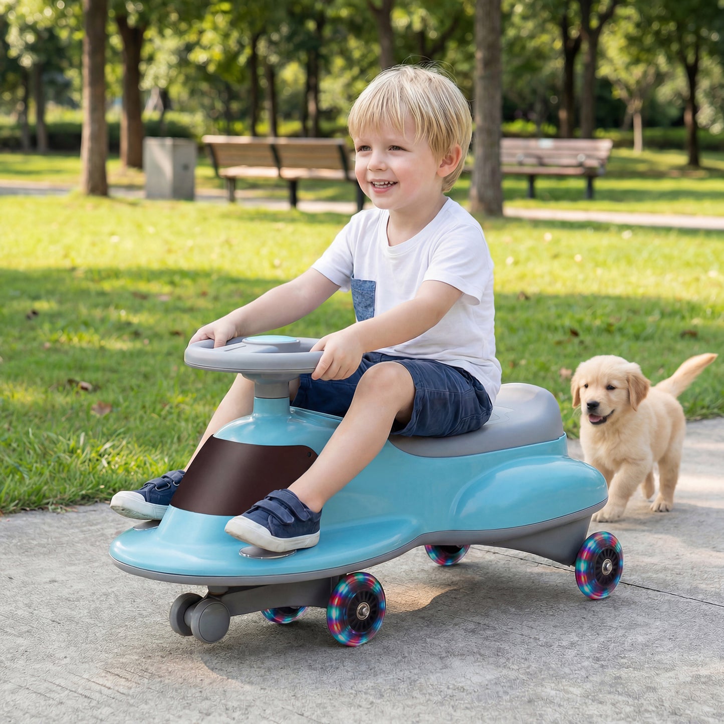 Wiggle Car with Under-seat Storage and LED Flashing Wheels-Pink