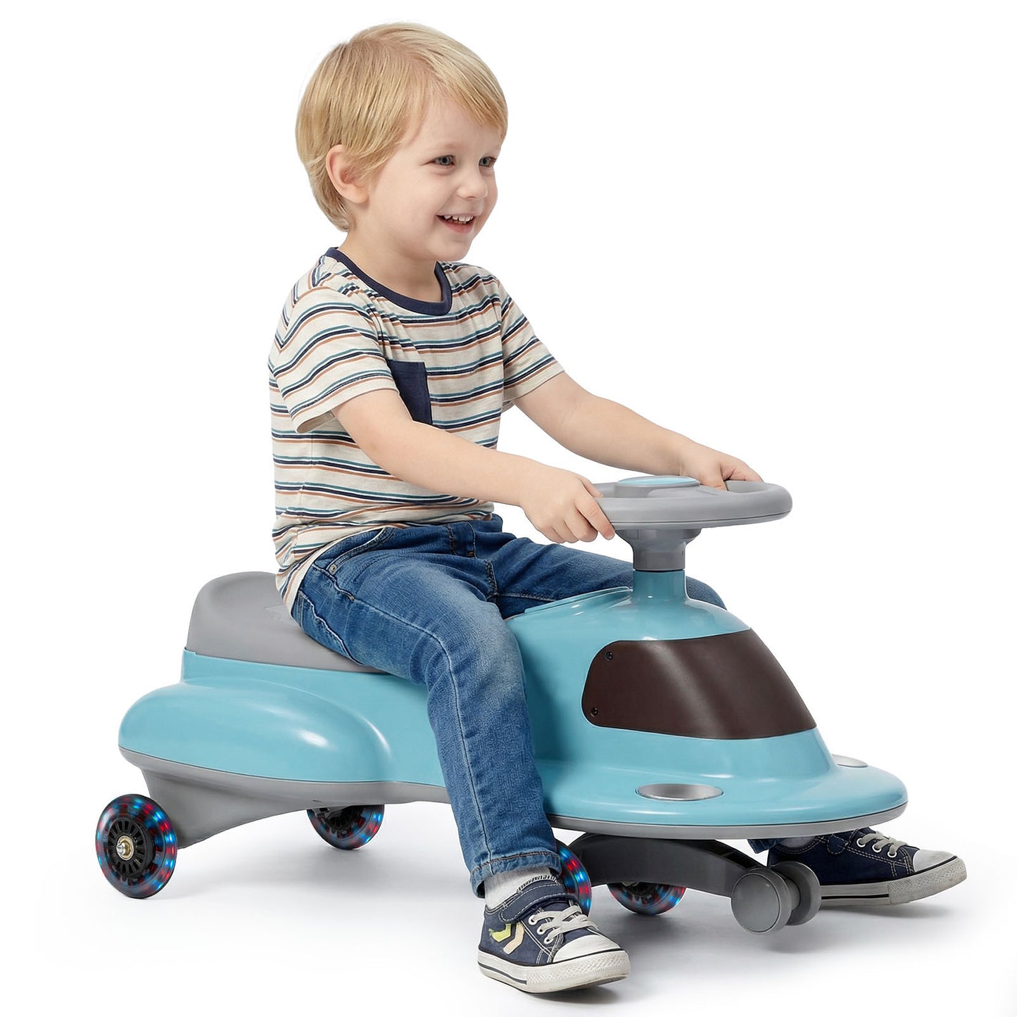 Wiggle Car with Under-seat Storage and LED Flashing Wheels-Pink