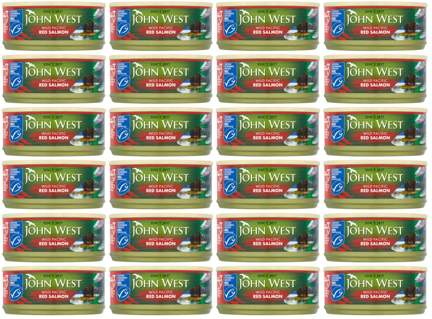 24 x John West Wild Pacific Red Salmon 105G