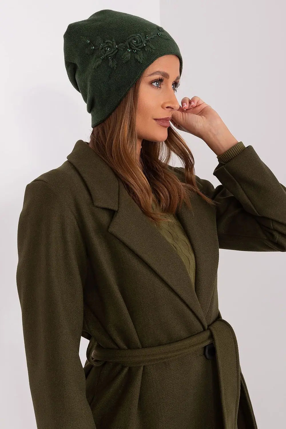 Women's Warm Winter Hat – Smooth Knit with Side Appliqué