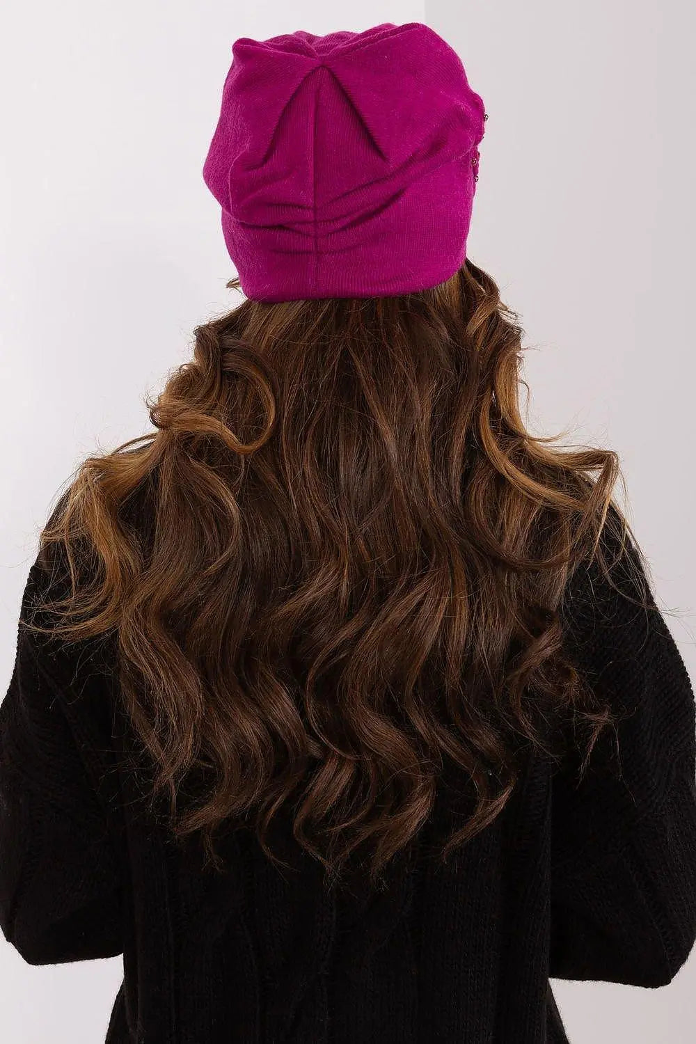 Women's Warm Winter Hat – Smooth Knit with Side Appliqué