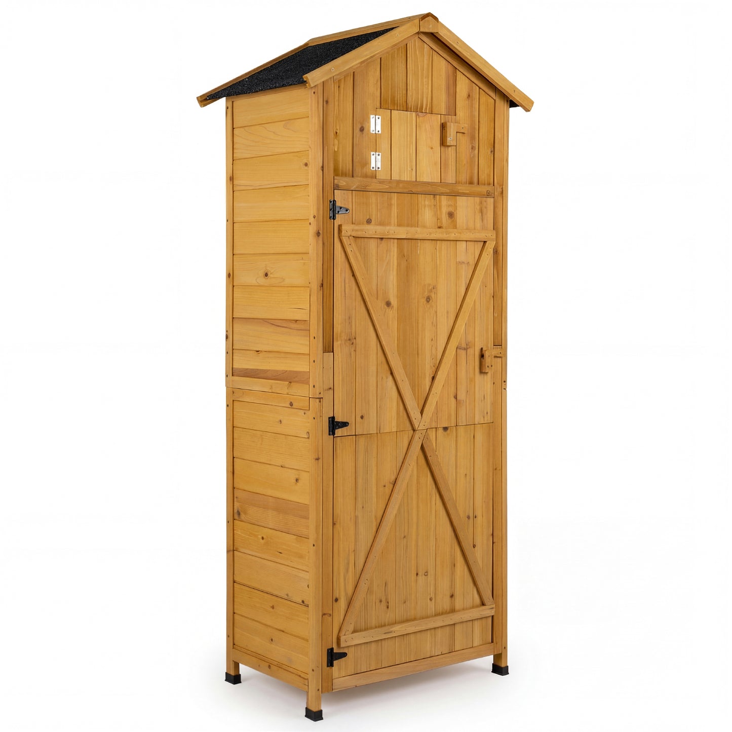 Wood Garden Storage Shed Outdoor Storage Cabinet with Lockable Barn Door-Yellow