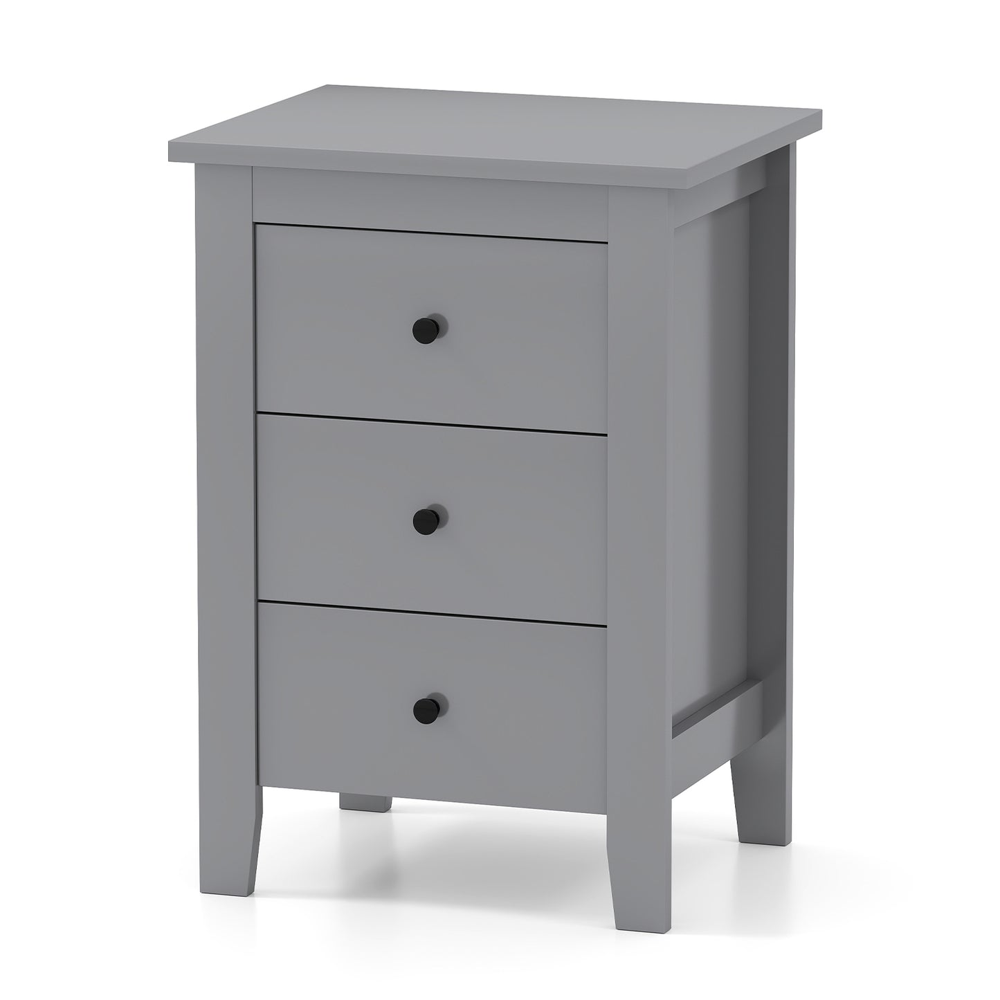 Wooden Nightstand with 3 Drawers and Stable Structure-Black