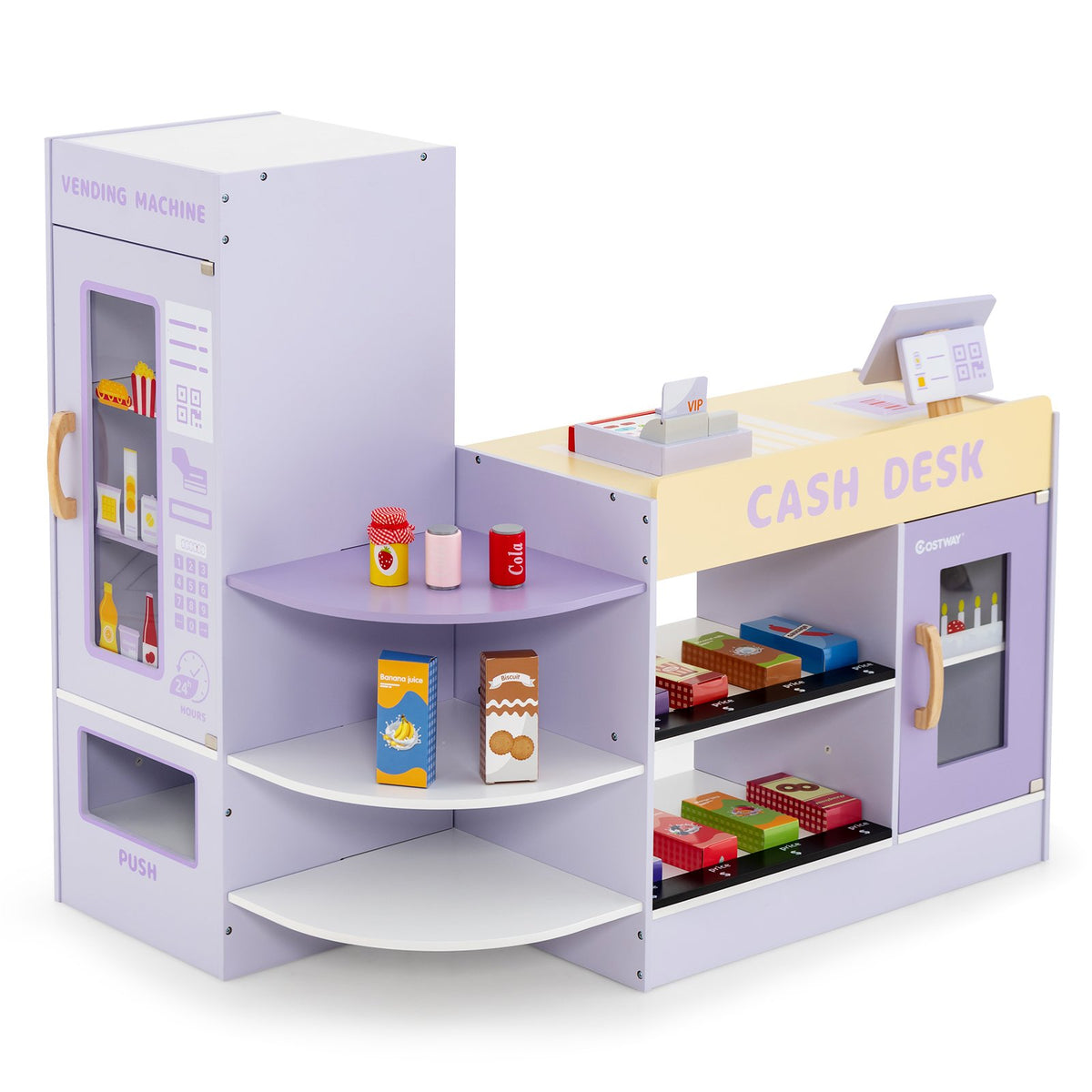 Kids Wooden Grocery Store Supermarket Play Toy Set-Green