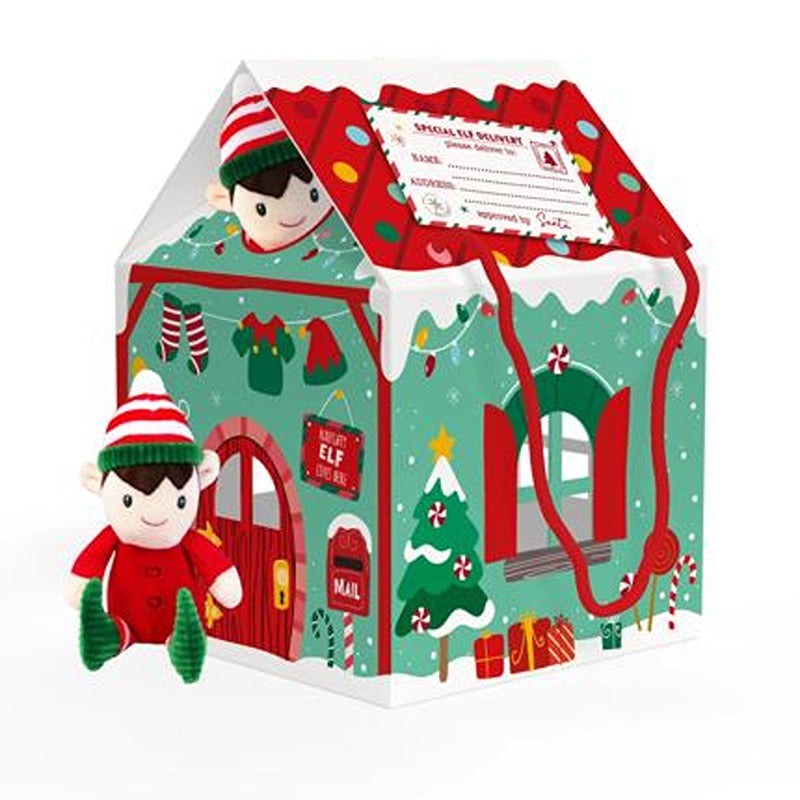 christmas  Elf Arrival House Display Box with Cut-Out Windows