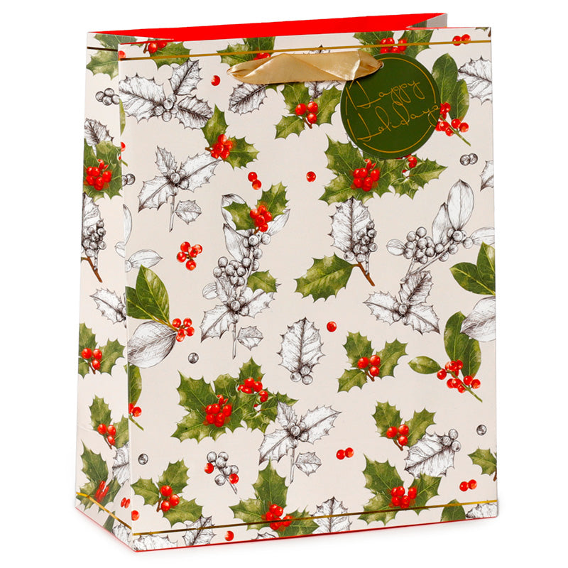 Christmas Gift Bag (Large) - Winter Botanicals Holly