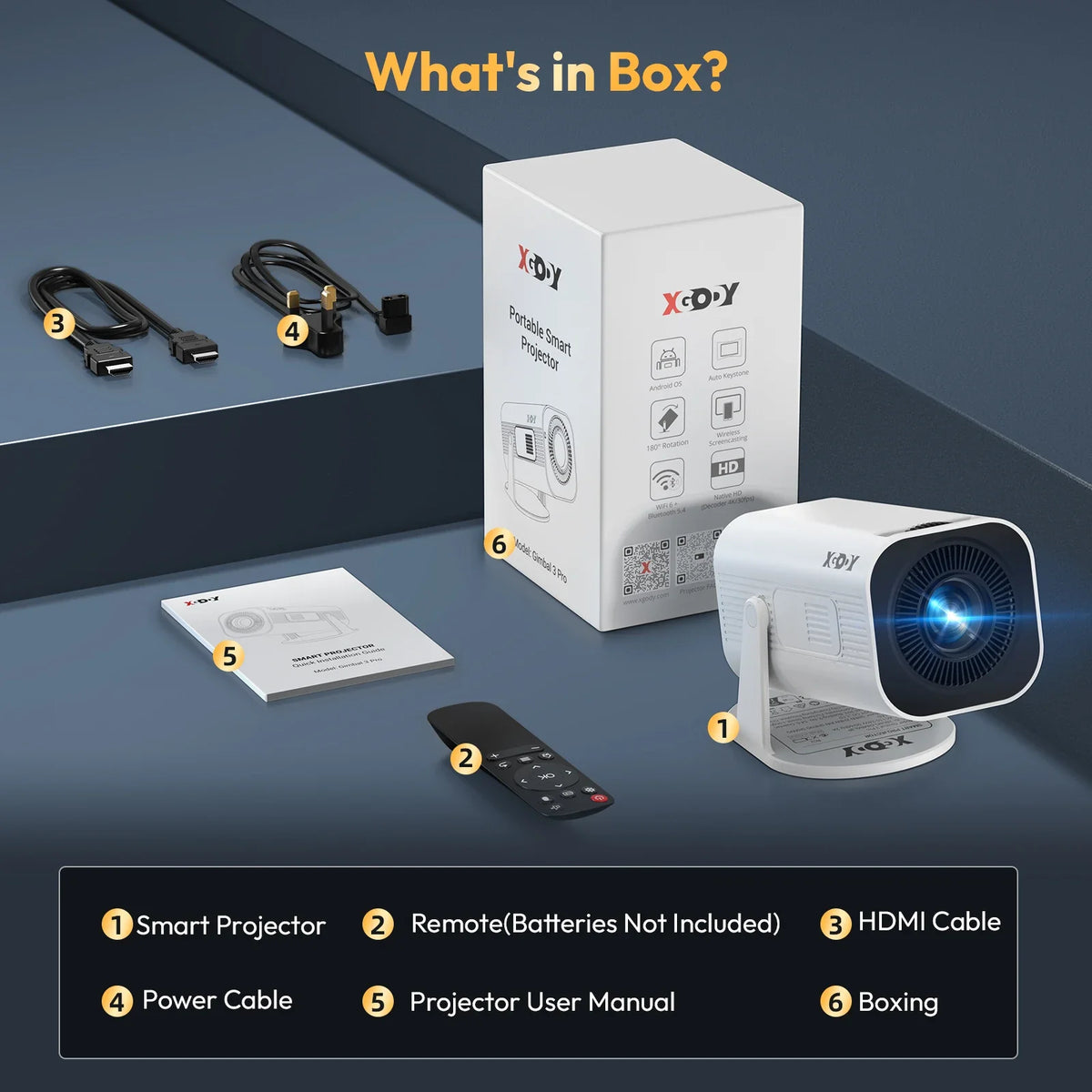 Pro Projector 4K WiFi Bluetooth Android – Mini Portable Home Theatre System
