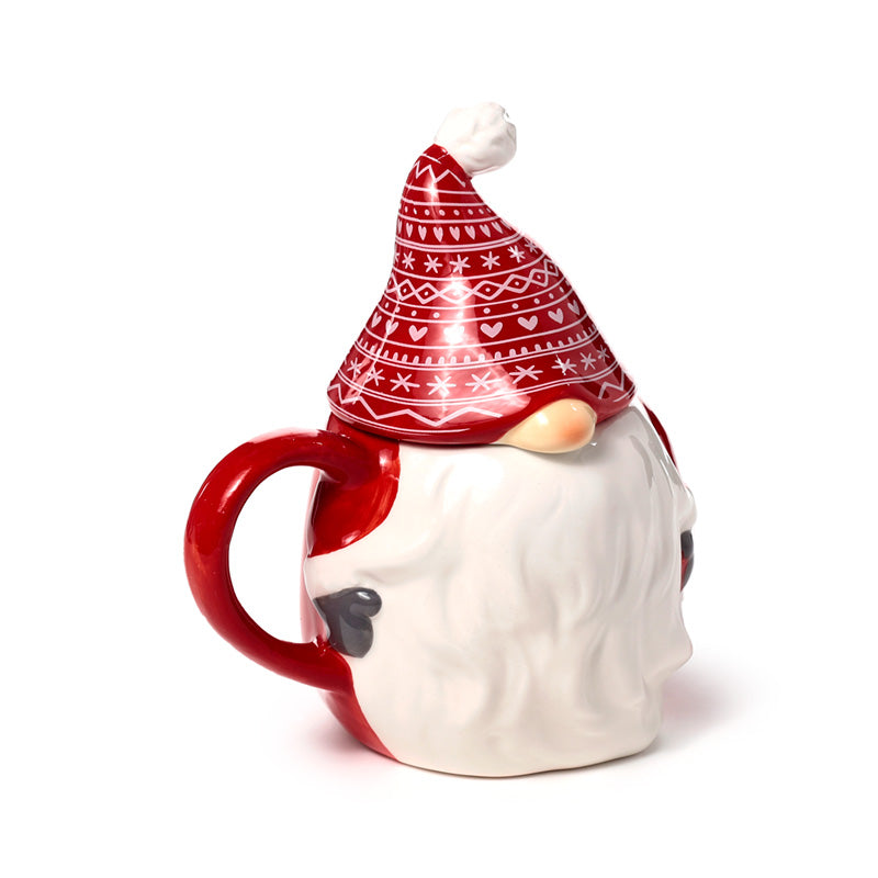 Peeping Lid Ceramic Lidded Character Mug - Christmas Gonk