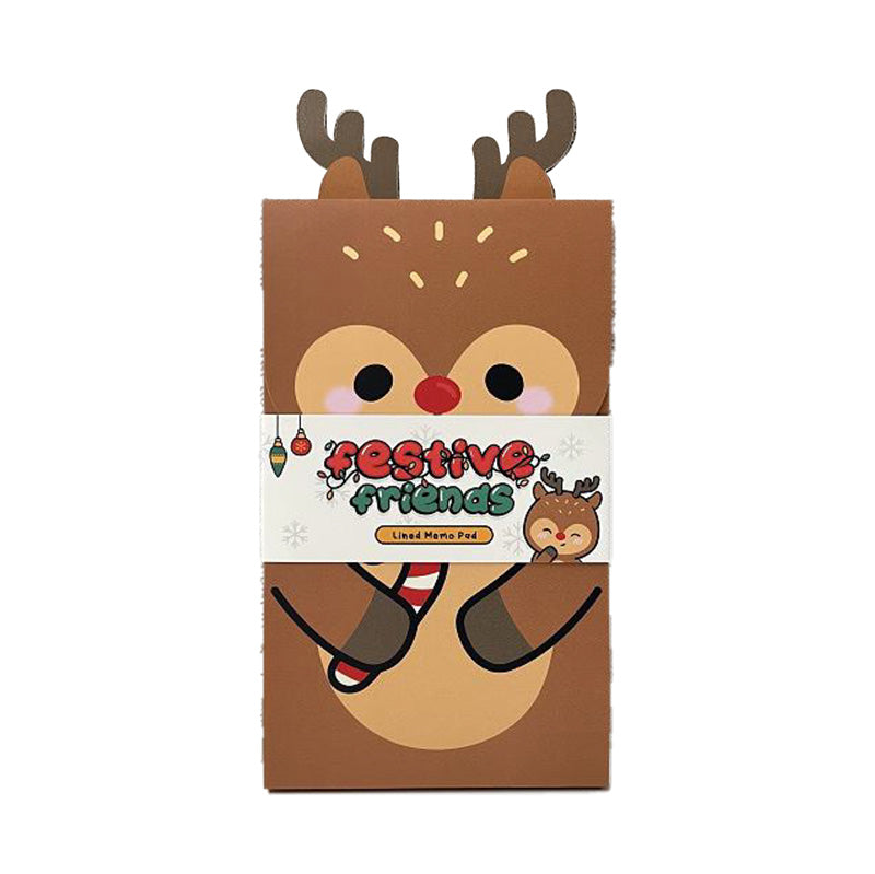 Flip Open Shaped Memo Pad - Christmas Festive Friends Rudolf