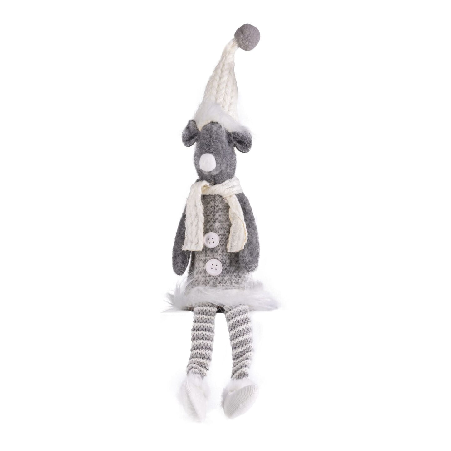 Silver Mouse w/Dangly Legs Checked Xmas Ornament