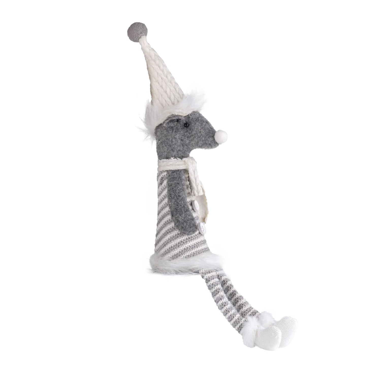 Striped Silver Mouse Christmas Ornament