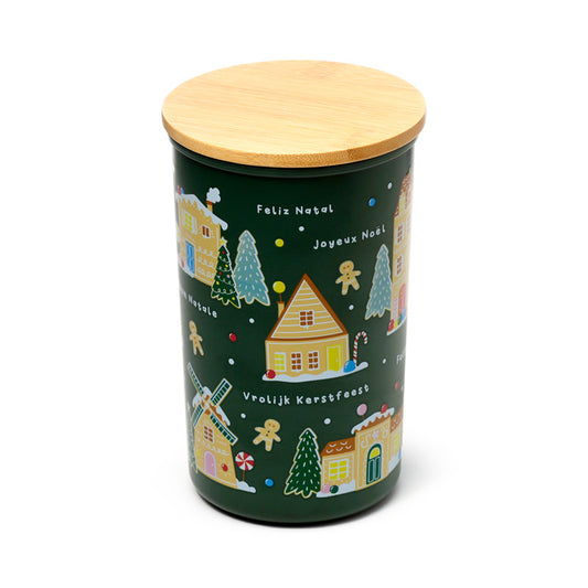 Recycled RPET Large Storage Jar - Christmas Houses