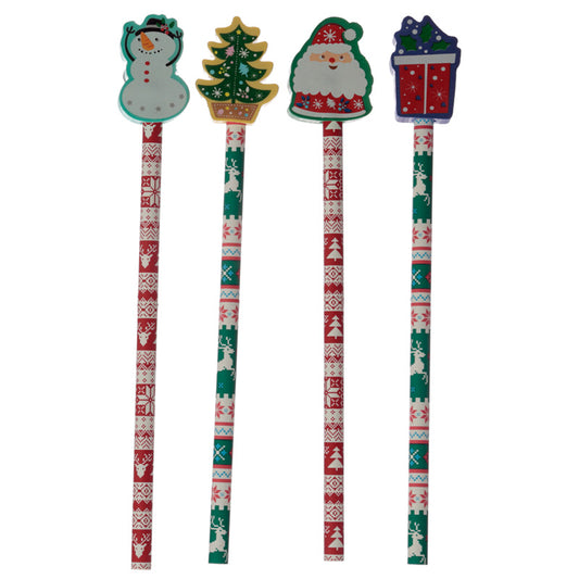 Fun Christmas Pencil and Eraser Set