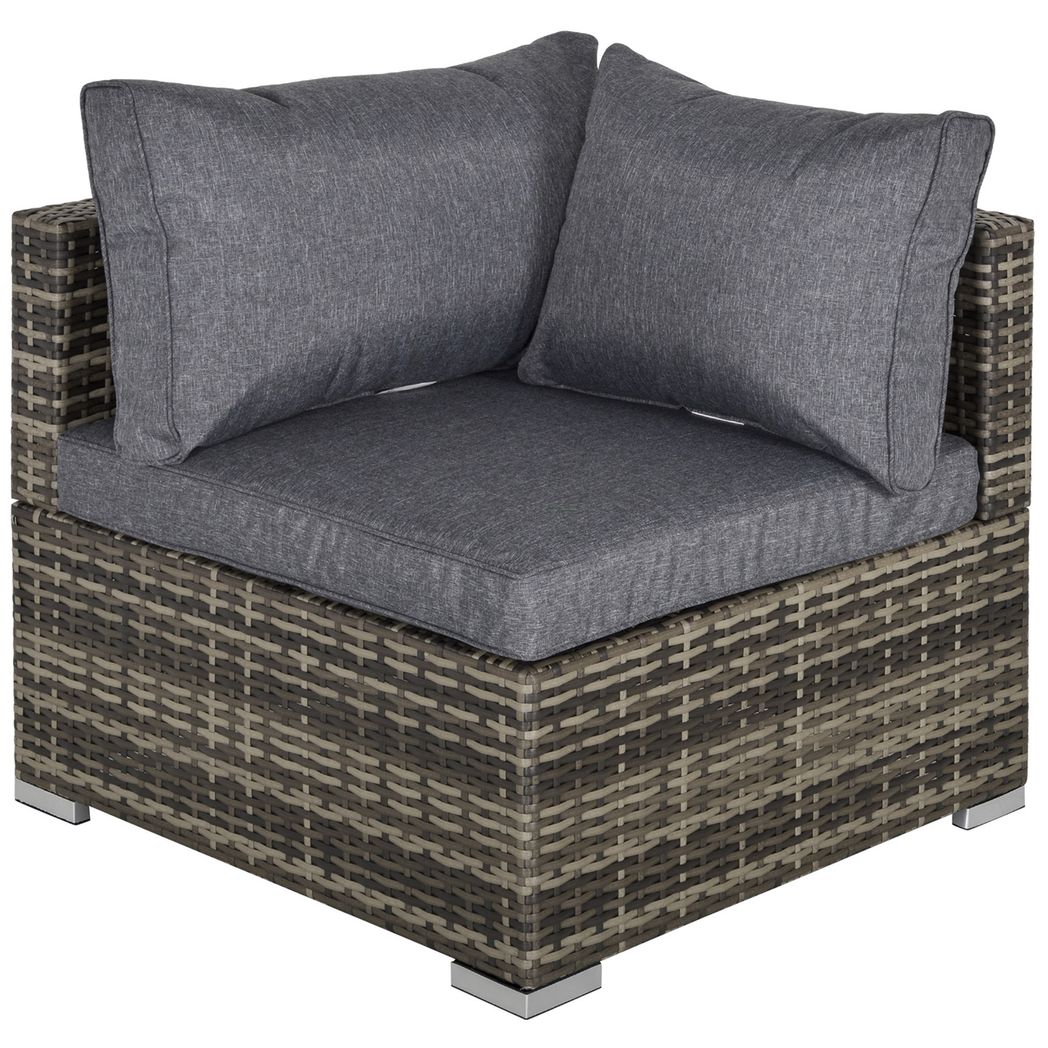 PE Rattan Wicker Corner Sofa Garden Furniture Single Sofa Chair w/ Cushions
