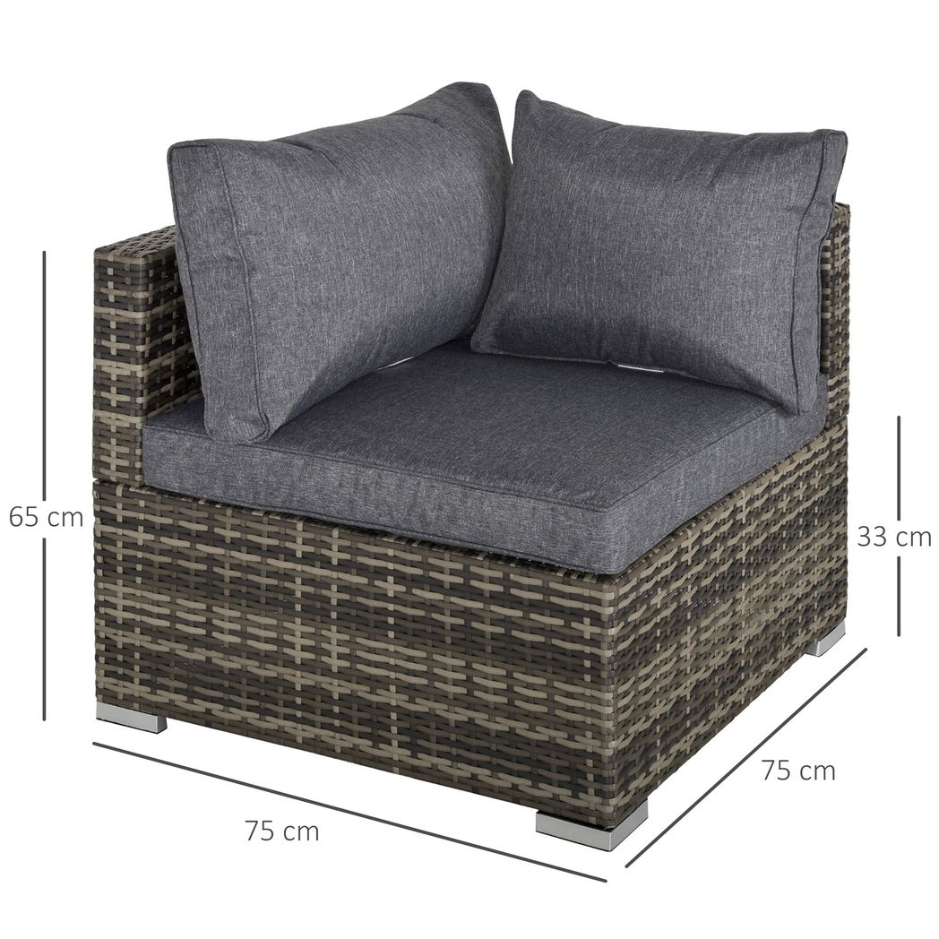 PE Rattan Wicker Corner Sofa Garden Furniture Single Sofa Chair w/ Cushions