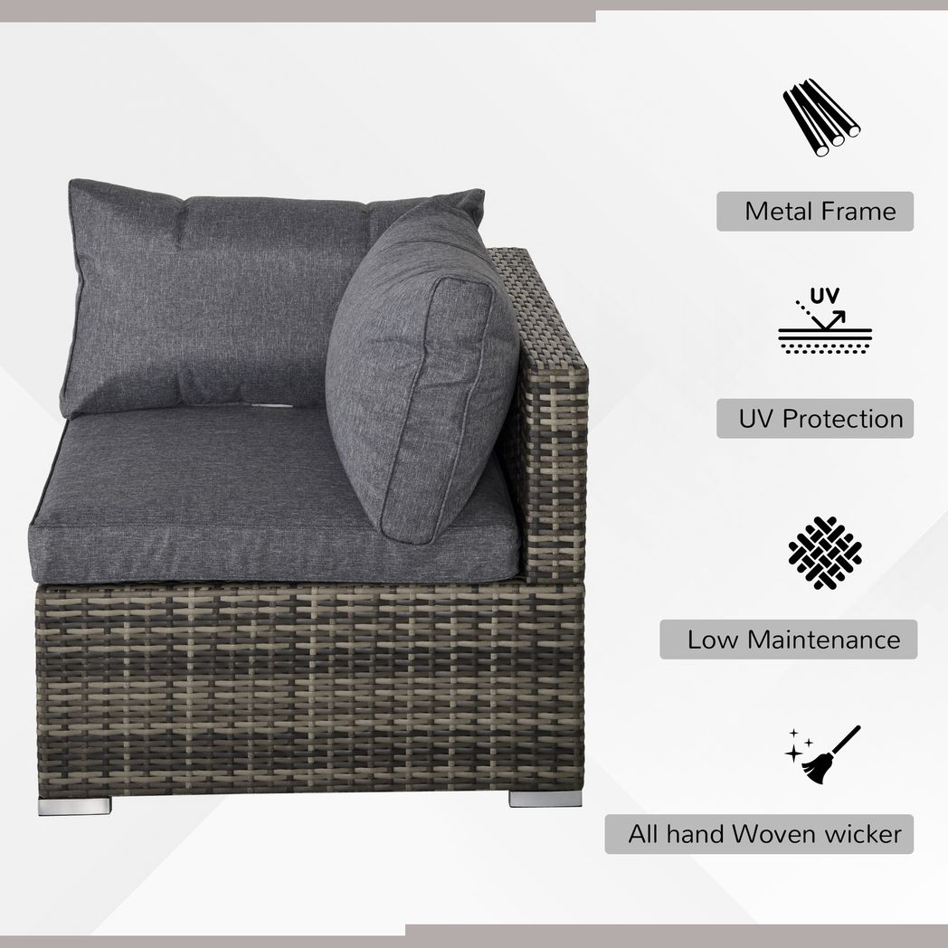 PE Rattan Wicker Corner Sofa Garden Furniture Single Sofa Chair w/ Cushions
