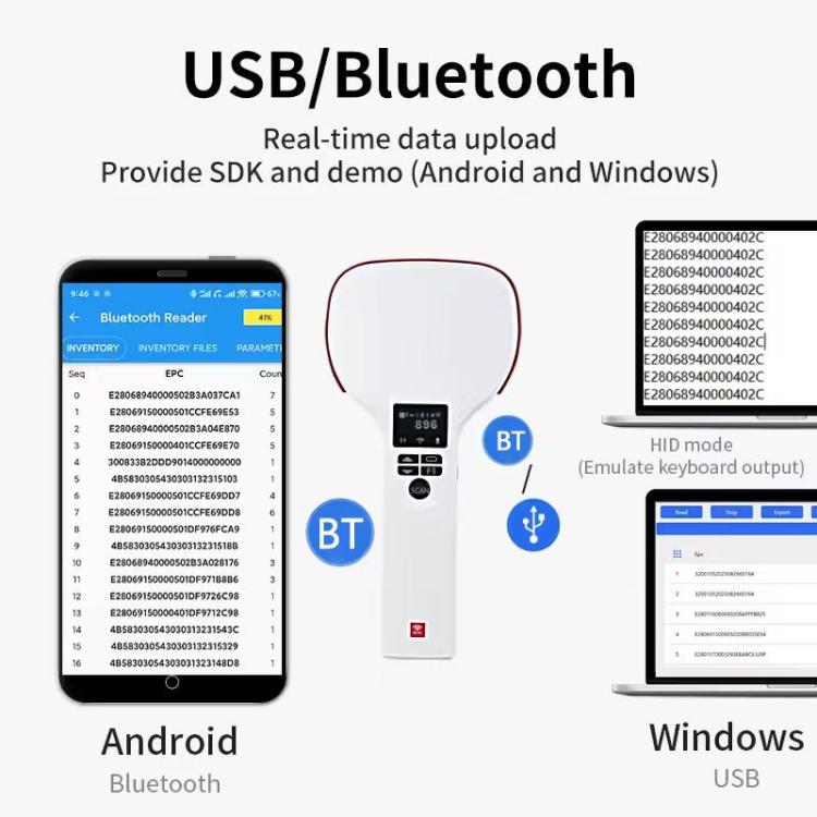 Long Range RFID UHF Portable Handheld Bluetooth Reader, Style: Standard, Standard, EU Plug, Standard, US Plug, Standard, UK Plug