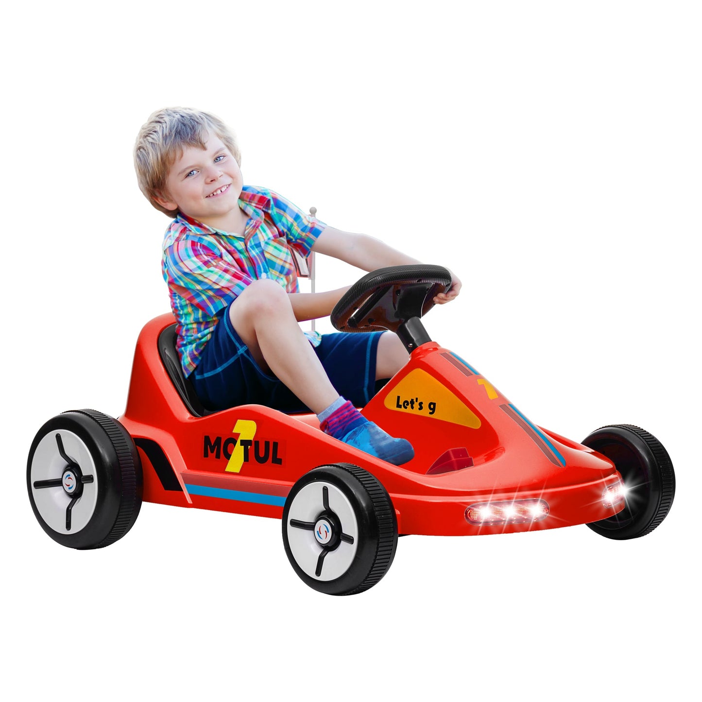 AIYAPLAY 6V Electric Go Kart w/ Music, Light, Horn, for 3-5 Years