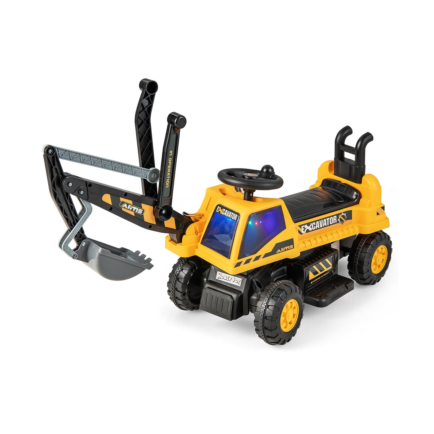 Kids Ride On Excavator with Rotating Seat and Underneath Storage-Green