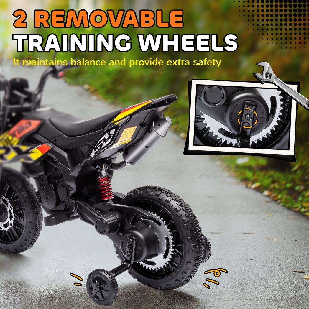 AIYAPLAY 12V Kids Motorbike Aprilia Licenced with Training Wheels