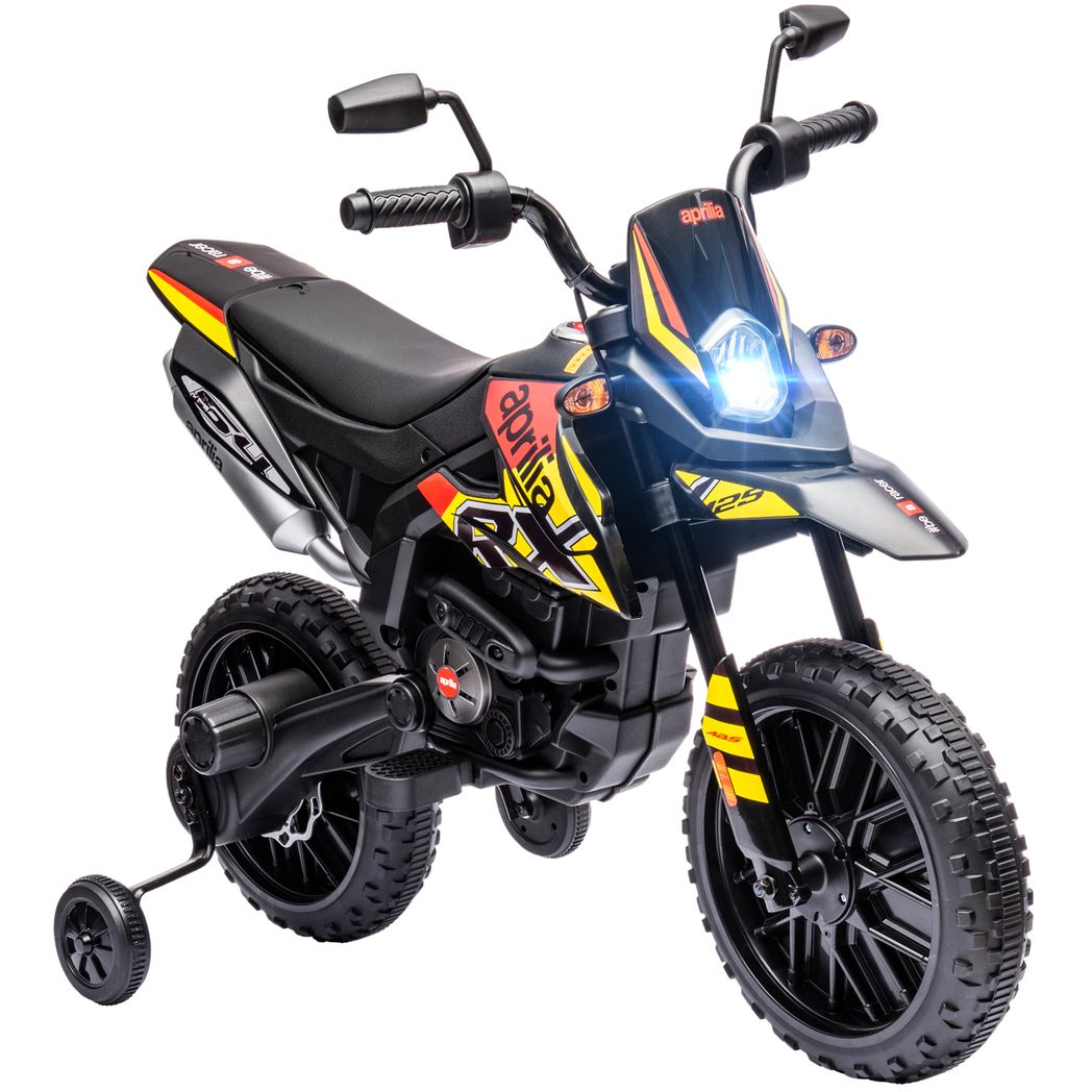 AIYAPLAY 12V Kids Motorbike Aprilia Licenced with Training Wheels