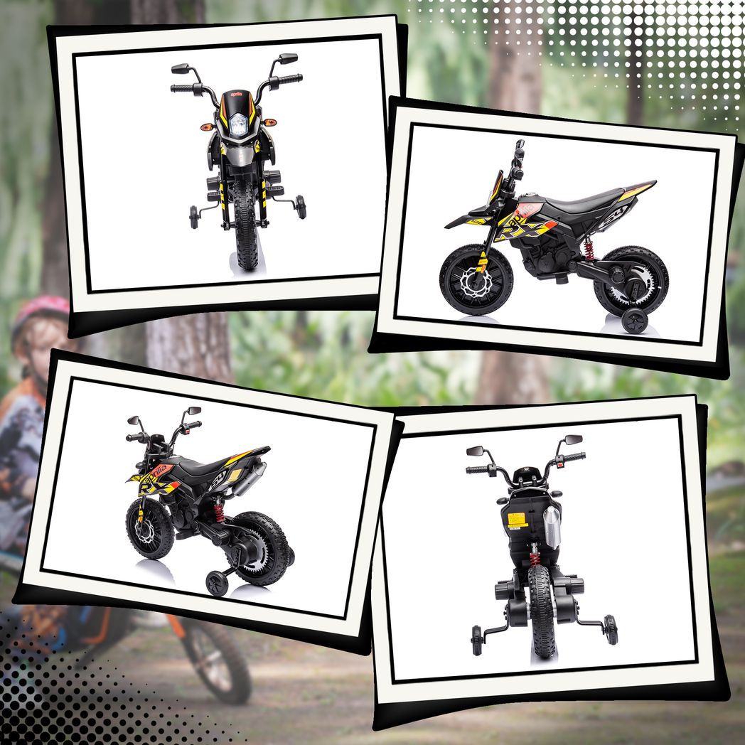 AIYAPLAY 12V Kids Motorbike Aprilia Licenced with Training Wheels