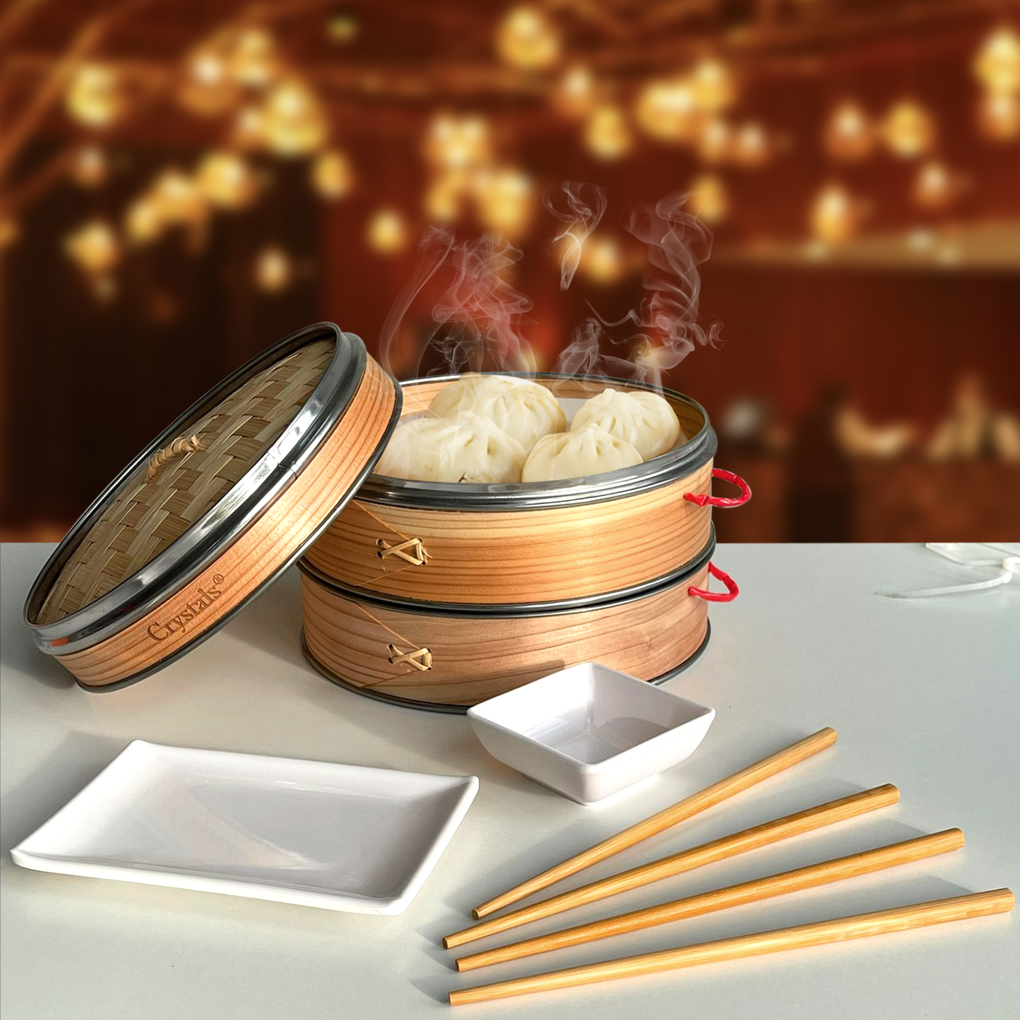 2 Tier 21 cm Bamboo Steamer Food Cooker