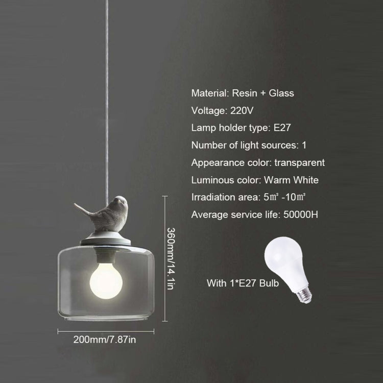 Nordic Modern Hanging Lamp Transparent Birdcage Glass Pendant Light LED E27 Ceiling Light Perfect for Kitchen Dining Room Bedroom (Wram White)