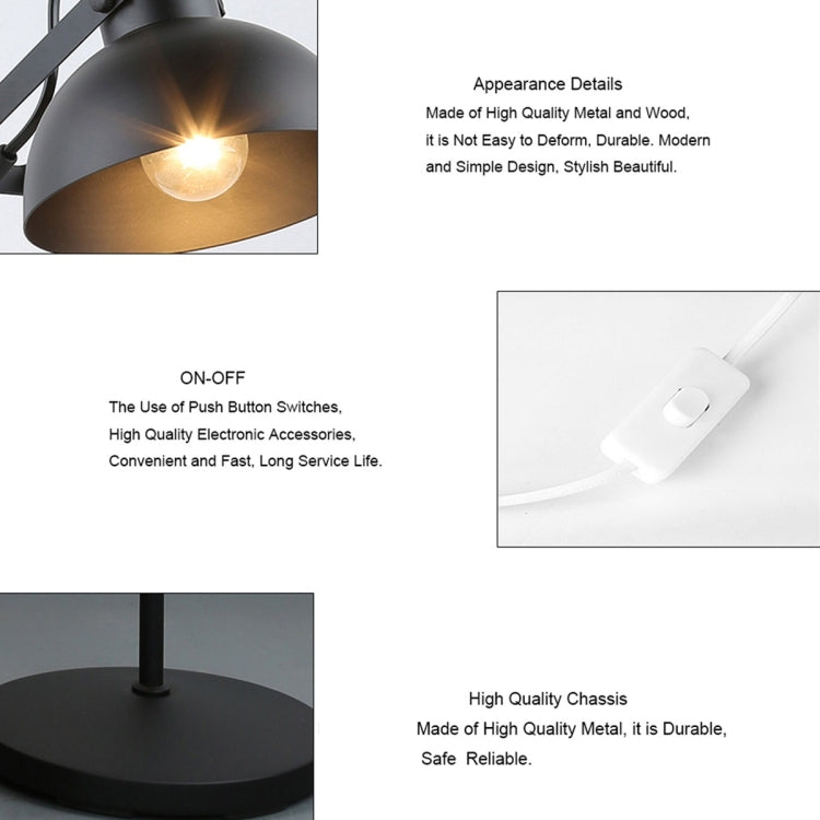 Adjustable Angle Metal Wooden Chassis Floor Lamp (Black)