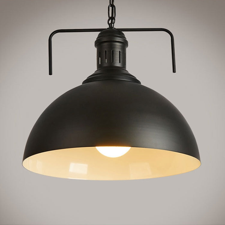 Retro Industrial Pendant Light Creative Single Head Iron Art Hanging Lamp E27 Bulb Perfect for Kitchen Dining Room Bedroom Living Room (Color:Black Size: + Cold White)