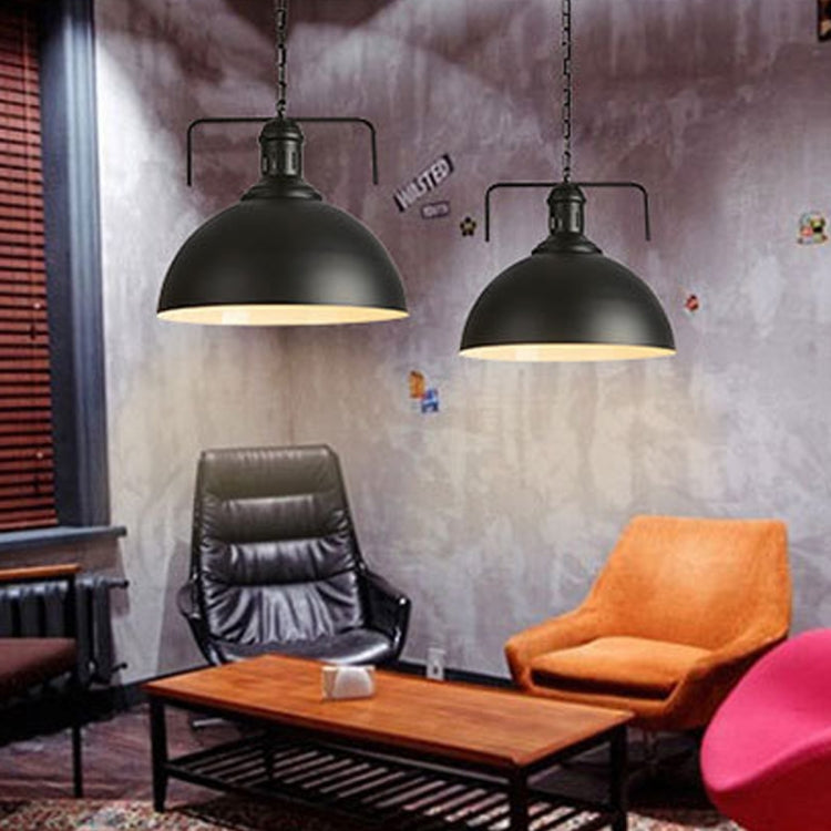 Retro Industrial Pendant Light Creative Single Head Iron Art Hanging Lamp E27 Bulb Perfect for Kitchen Dining Room Bedroom Living Room (Color:Black Size: + Cold White)