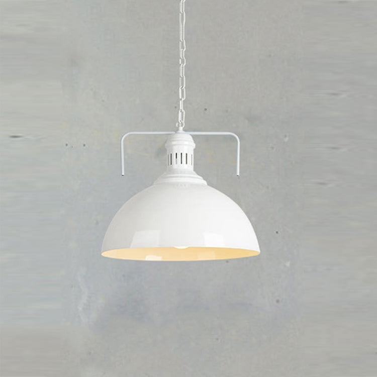 Retro Industrial Pendant Light Creative Single Head Iron Art Hanging Lamp E27 Bulb Perfect for Kitchen Dining Room Bedroom Living Room (Color:White Size: + Cold White)