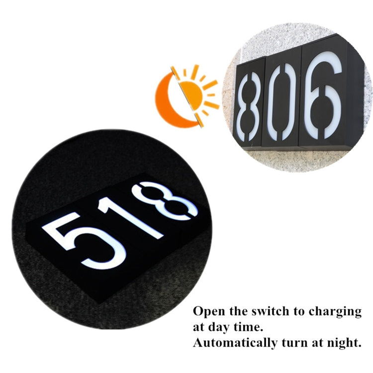 0.36W Solar Powered Wall Mount 6 LEDs Lighting Doorplate Lamp House Number Porch Lights with Solar Pannel(8)