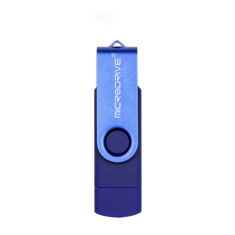 MicroDrive 128GB USB 2.0 Phone and Computer Dual-use Rotary OTG Metal U Disk (Blue)