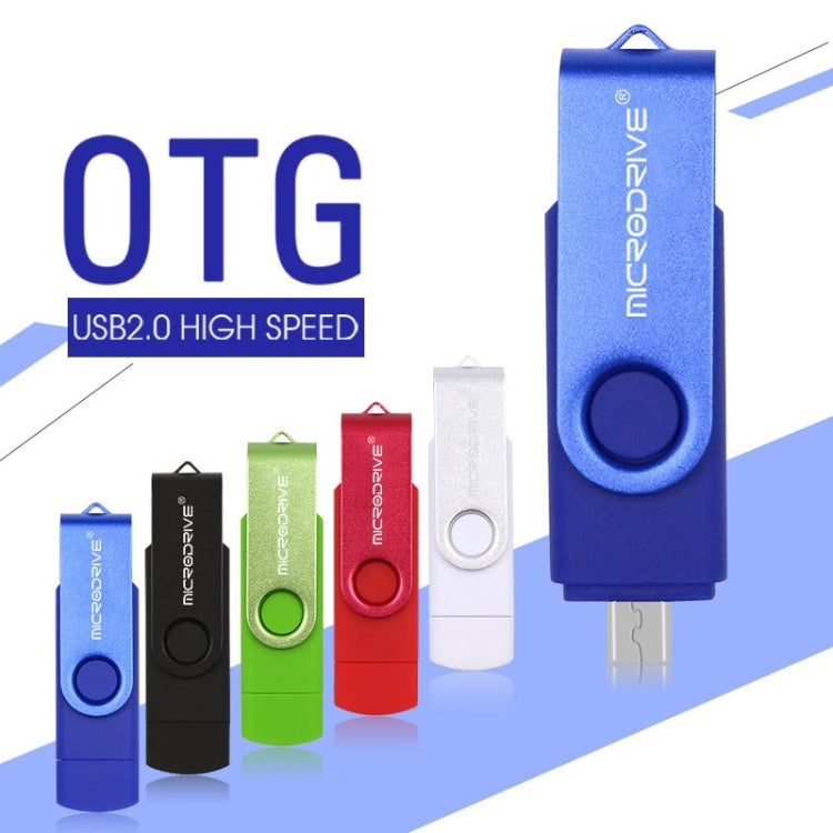 MicroDrive 128GB USB 2.0 Phone and Computer Dual-use Rotary OTG Metal U Disk (Blue)