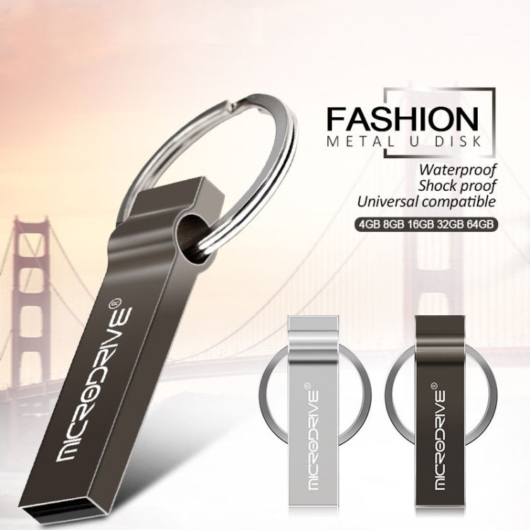 MicroDrive 8GB USB 2.0 Metal Keychain U Disk (Black)