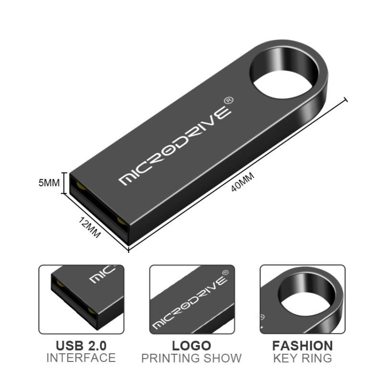 MicroDrive 32GB USB 2.0 Metal Waterproof High Speed U Disk(Gold)