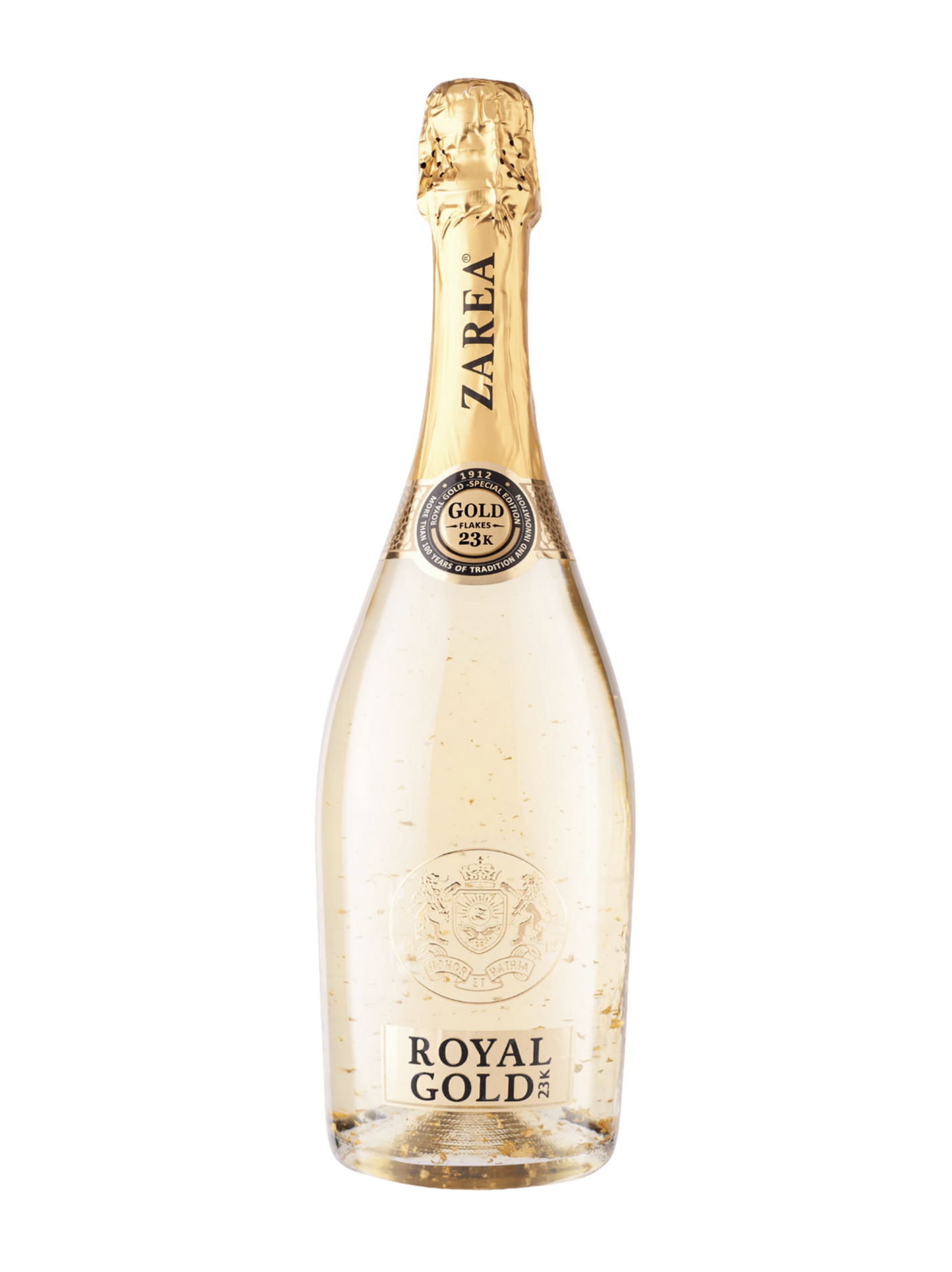 Zarea Royal Gold 23K White Sparkling Wine with two branded glasses