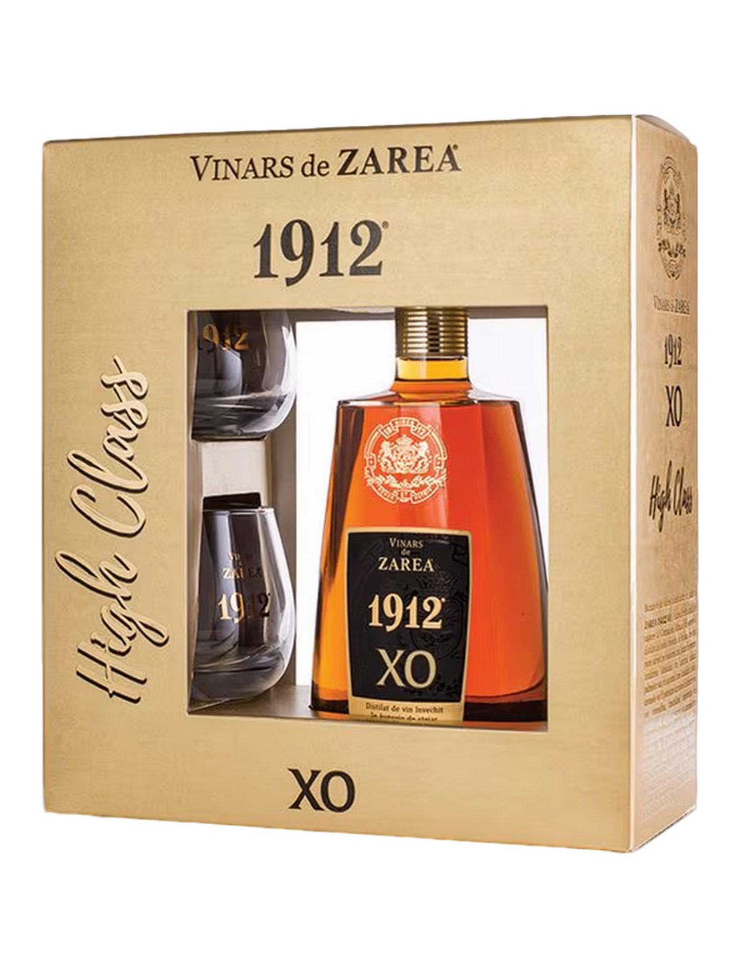 Zarea XO 1912 High Class Brandy (Cognac / Coniac / Vinars) with two branded glasses 700ml
