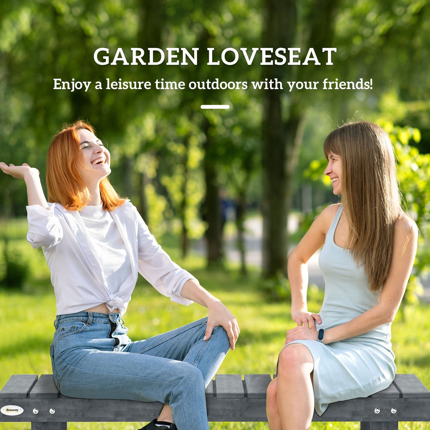 Outsunny 1.1M Outdoor Garden Bench Patio Loveseat Fir Wood 2 Person